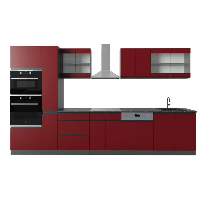 Cuisine R-line 350cm J-shape, Avec Armoire Haute, Sans Pt Vicco