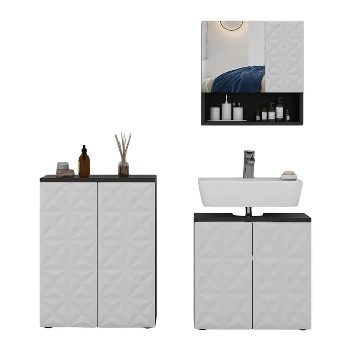 Vicco Meubles bain Noir 3 pièces