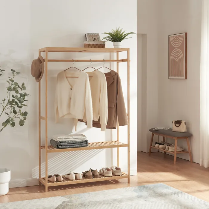 Portemanteau Heroey bambou 165 x 100 x 35 cm naturel en.casa