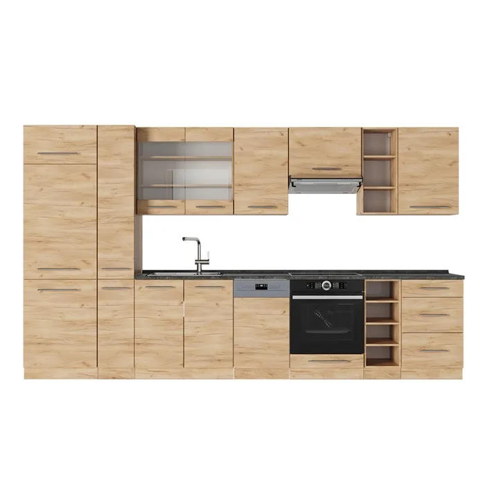 Vicco Cuisine Chêne de force doré 355cm, PT Anthracite
