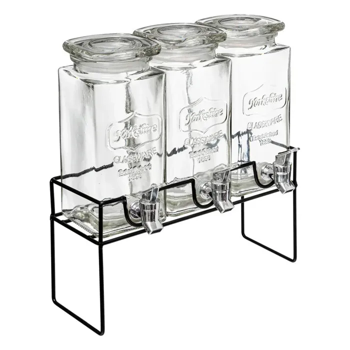 Lot De 3 Distributeurs Boisson Modern Wood 1,5l Avec Support - Sg Secret De Gourmet