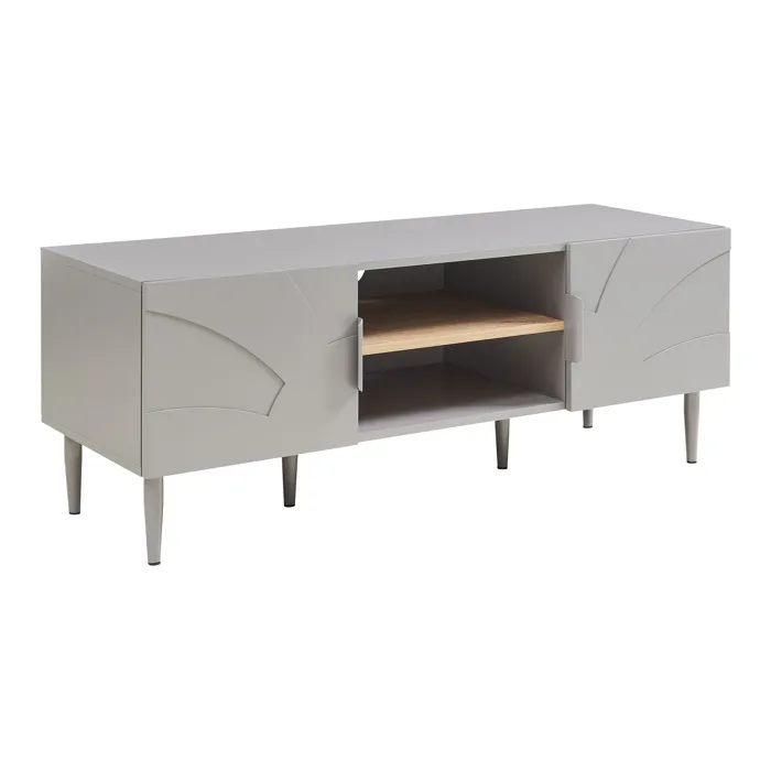 Meuble TV Starvili avec 2 portes 120 x 40 x 45 cm gris en.casa