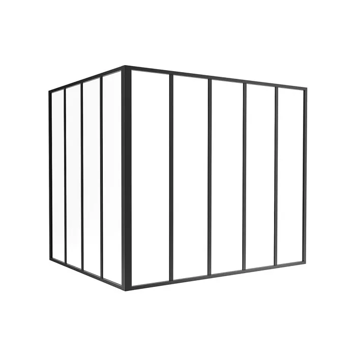 Verrière d'angle d'atelier en aluminium thermolaqué noir 150 x 120 x 130 cm (L x l x H) - BAYVIEW