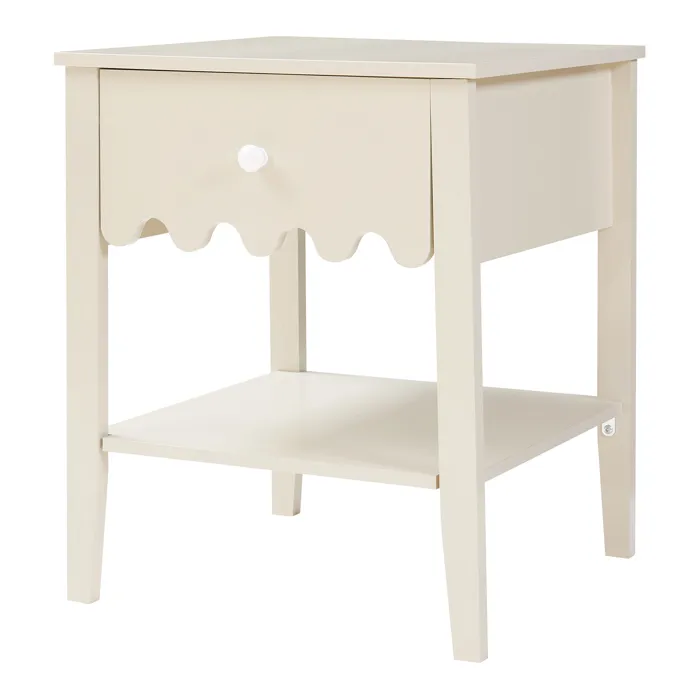 Table de chevet Luspoo avec tiroir 50 x 40 x 40 cm blanc crème en.casa