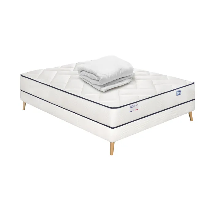 Ensemble Evident, Matelas Ressorts Ensachés 160x200, Ferme H23 + Sommier + Couette