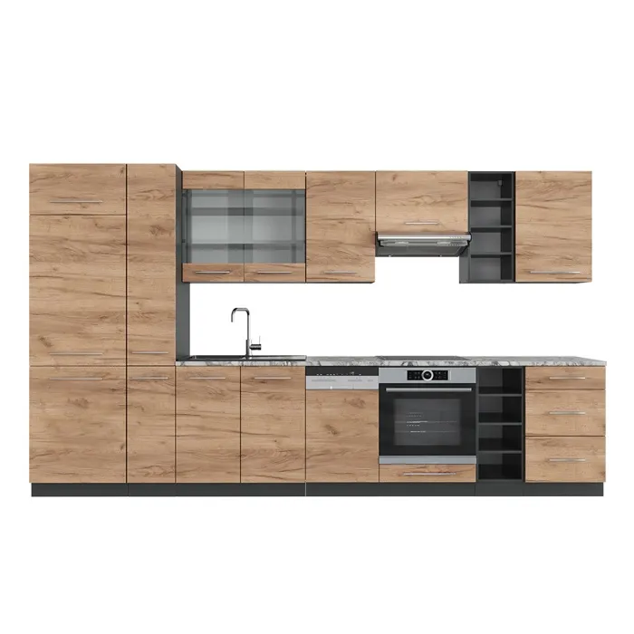 Vicco Cuisine Chêne doré/anthracite 355cm sans PT