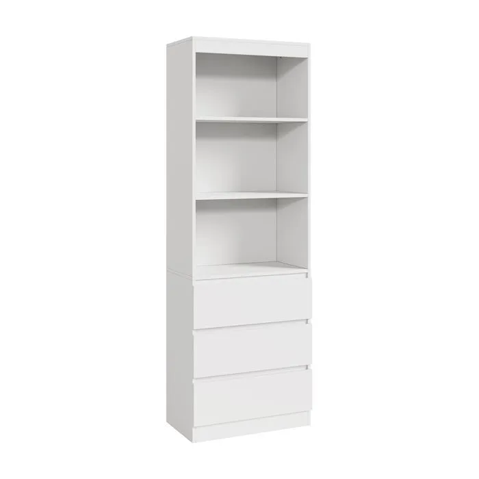 Bibliothèque Les avec 3 tiroirs 180 x 60 x 35 cm blanc en.casa