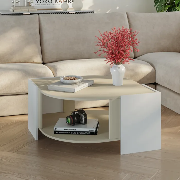 Table basse Klipsari 75 x 75 x 40 cm sable blanc en.casa