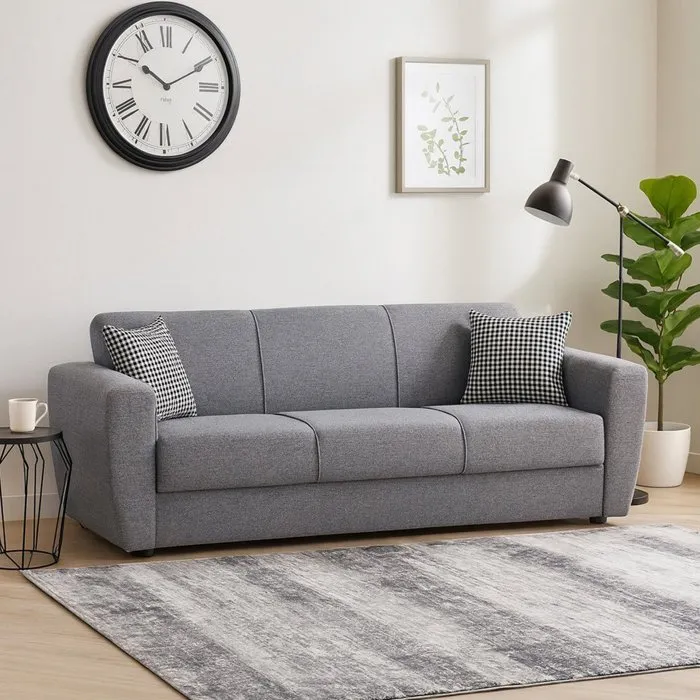 Canapé,effet Bois,gris,223x80h92 Cm