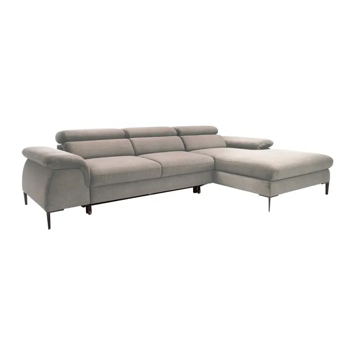 Canapé d'angle droit convertible en velours taupe SEPINA