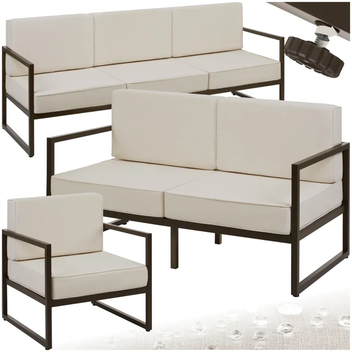 Salon De Jardin Pour 6 Personnes En Polyester Déperlant Marron
