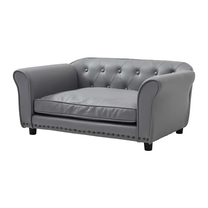 Canapé pour animaux en simili - L.94 x P. 65 x H. 42 cm - Gris - GALIAMA