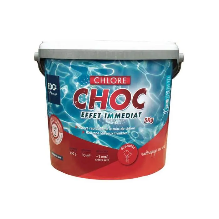 Chlore Choc Granulés Piscine Edg By Aqualux Traitement Piscine 200272 5 Kg Rouge Plastique