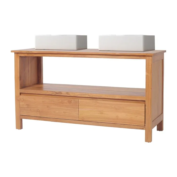 Meuble de salle de bain en teck avec double vasque - 135 cm - KETAPANG