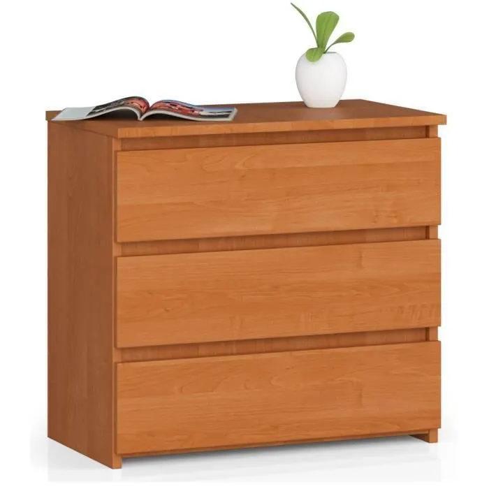 Table De Chevet Akord Aulne 60 Cm 3 Tiroirs Façade Aulne 60x35x57 Cm