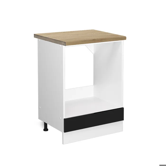 Vicco Meuble pour four Noir Haute brillance/Blanc 60cm plan de travail Chêne doré