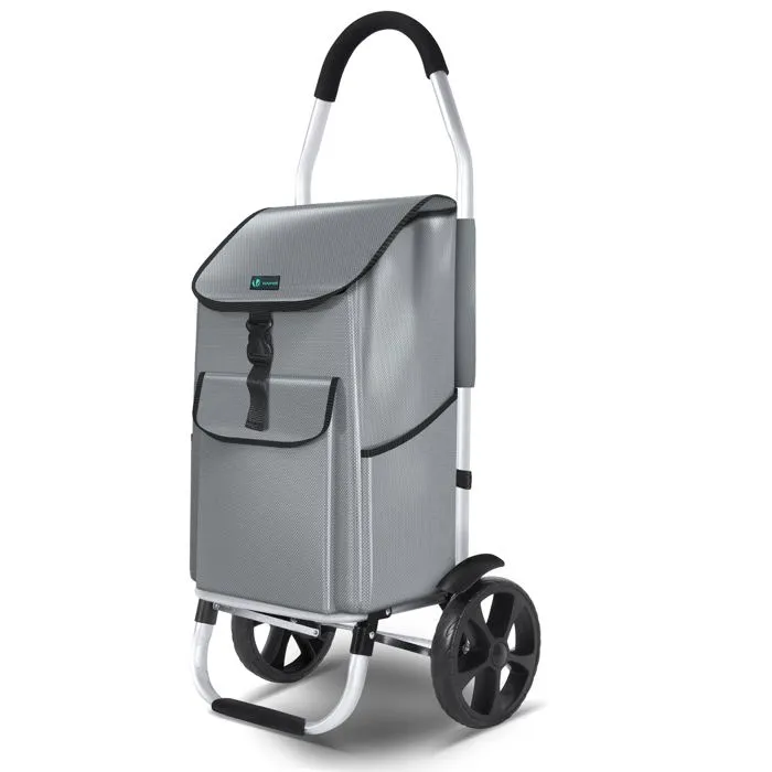 Chariot de course pliable aluminium 2 roues gris VOUNOT
