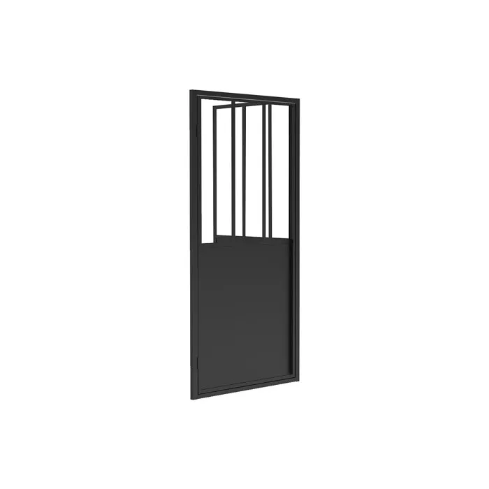 Paroi de douche avec porte pivotante noir mat style industriel - 80 x 195 cm - URBANIK