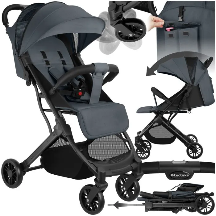 Poussette Buggy Pliable Avec Harnais À 5 Points Et Frein Anthracite