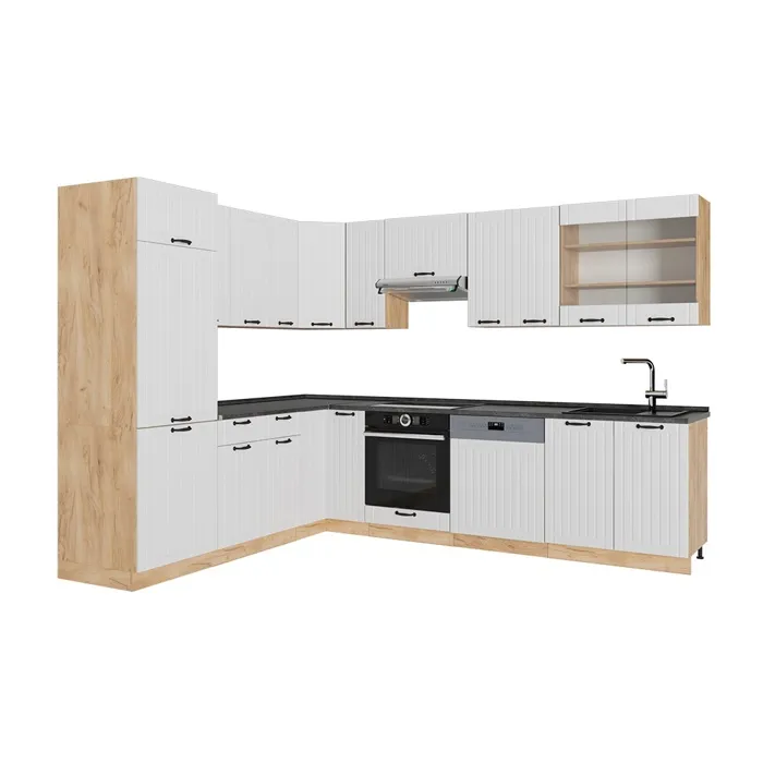 Vicco Cuisine en angle Blanc campagne/Chêne de force doré 287 x 227 cm sans PT