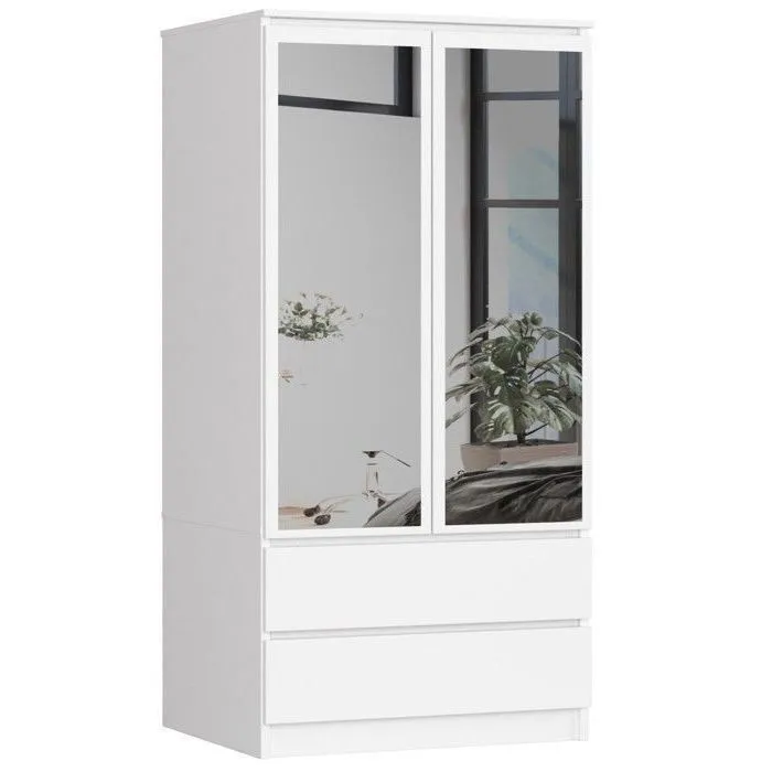 Armoire Akord S60 Blanche 60 Cm 2 Portes 2 Tiroirs Façade Blanche 1 Étagère 60x51x180 Cm