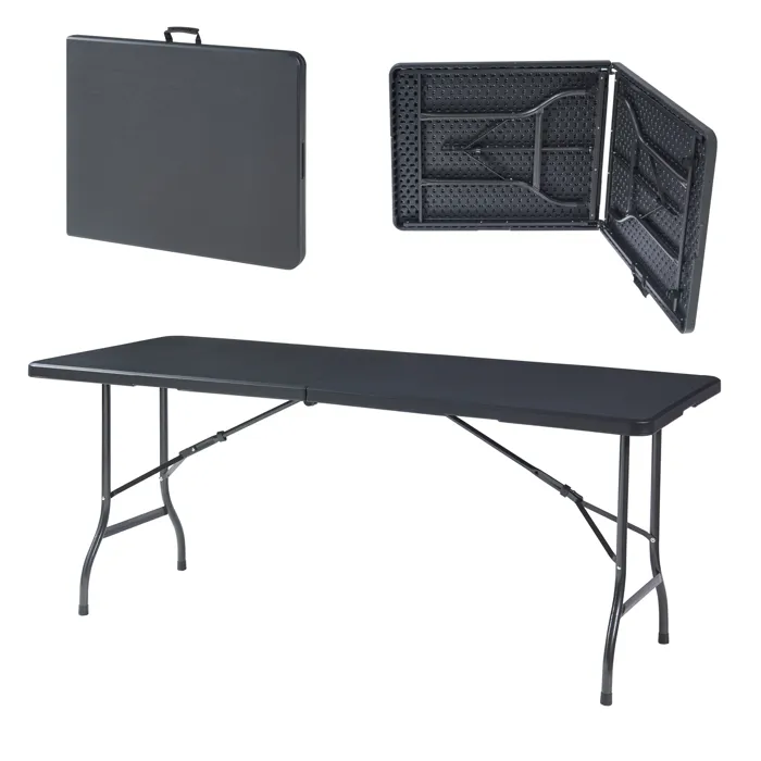 Table pliante Ljusnarsberg avec plateau rectangulaire 180 x 75 x 72 cm noir en.casa