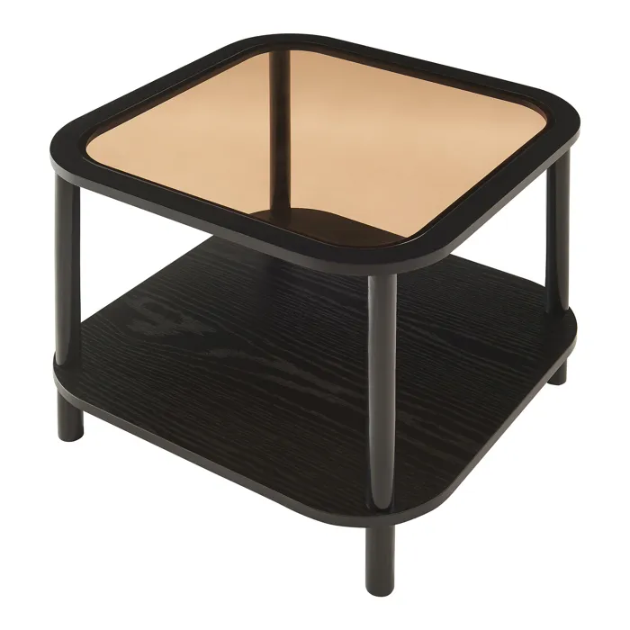 Table d'appoint Latama verre trempé de 6 mm 51 x 51 x 45 cm bronze noir en.casa