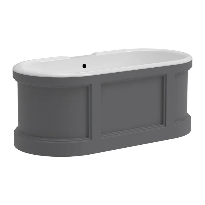 Baignoire îlot style campagne chic - 152 x 74 x 60 cm - Gris mat - 161 L - CAVASO