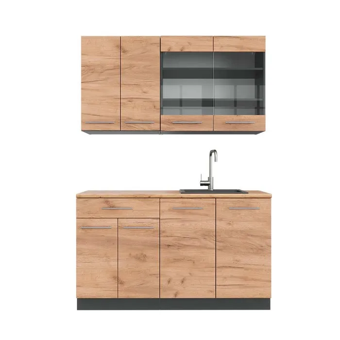 Vicco Cuisine Chêne doré/anthracite 140cm, PT Chêne