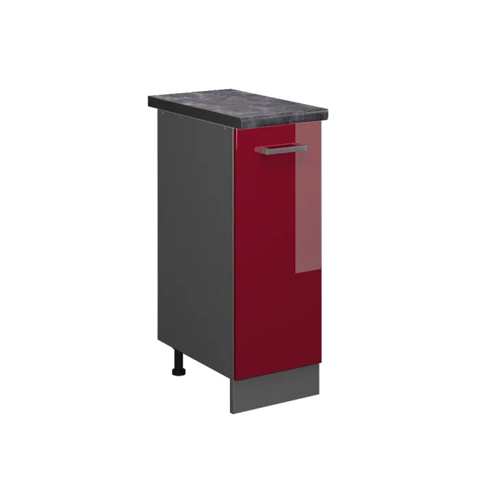 Vicco Meuble de cuisine Rouge brillant 30cm, PT Anthracite