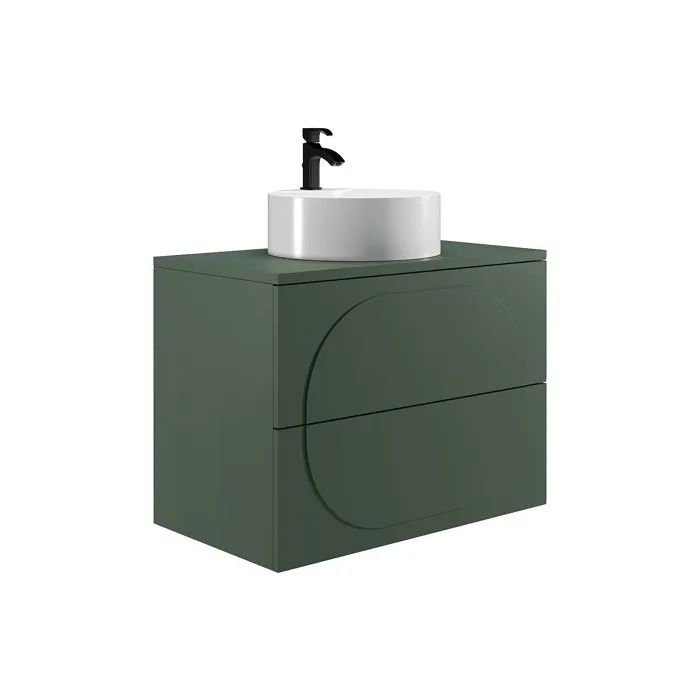 Meuble de salle de bain suspendu avec vasque à poser ronde - Vert - 80 cm - VUTOMA