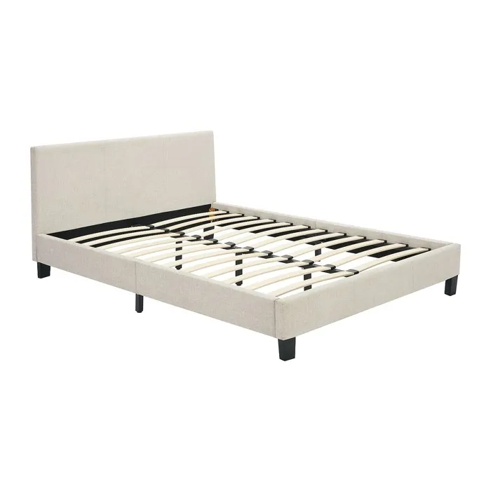 Lit 140 x 190 cm - Tissu - Beige - CORNELIUS II