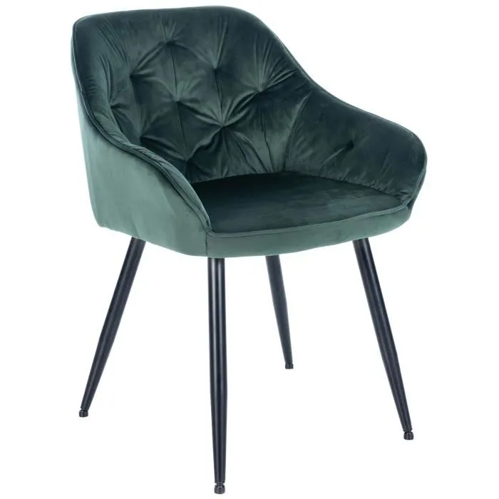 Chaise Visiteur En Velours Cassis Vert