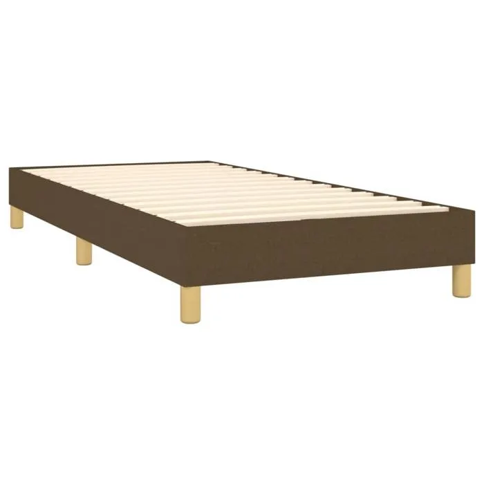 Sommier À Lattes Sur Pieds Cadre De Lit 90x200 Cm Tissu Marron Foncé Tdl0207046