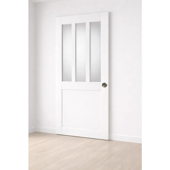 Porte Coulissante Atelier Blanc Vitre Depoli H204 X L73 Cm, Coquilles Gd Menuiseries