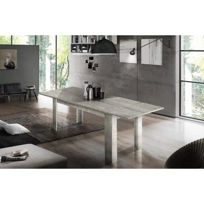 Table Extensible,effet Bois,ciment,210x90h75 Cm