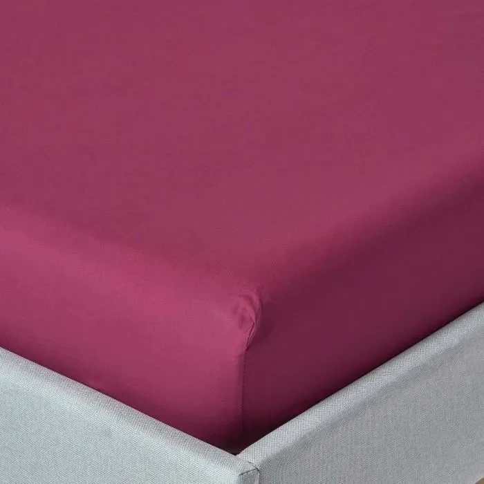 Drap-housse 120x190cm Bordeaux Coton Égyptien 200tc Homescapes