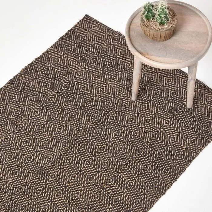 Tapis Jute Motif Géométrique Noir 150x240cm - Homescapes