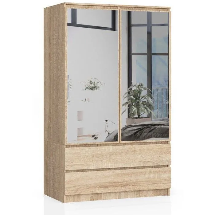 Armoire Akord S90 Chêne Sonoma 90 Cm 2 Portes 2 Tiroirs Façade Chêne Sonoma 4 Étagères 90x51x180 Cm