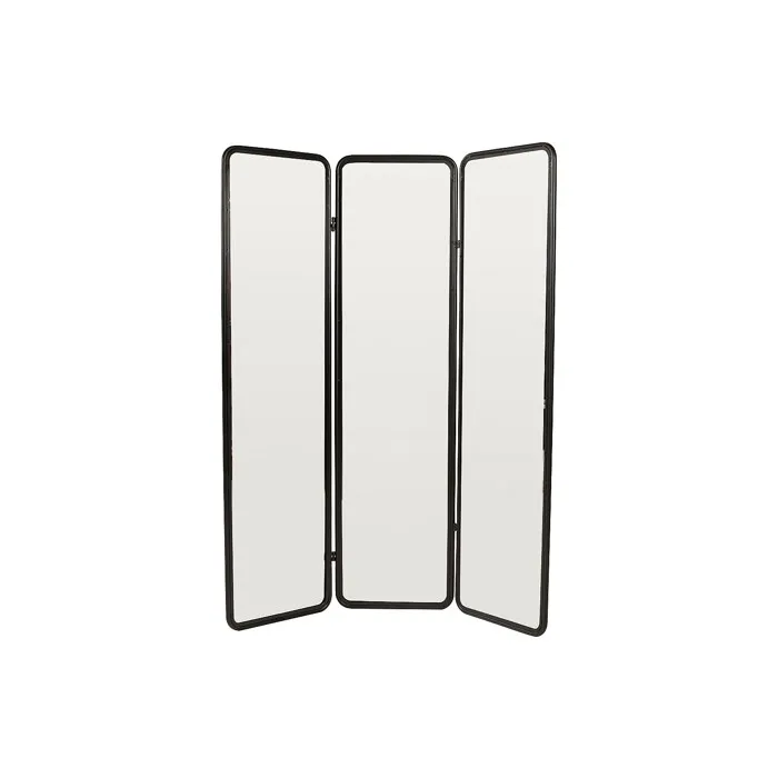 Paravent miroir 3 pans en métal - L. 146 x H. 180 cm - Noir - MIROLY