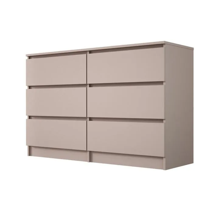 Commode 6 tiroirs, caramel, 120 x 39 x 79 cm