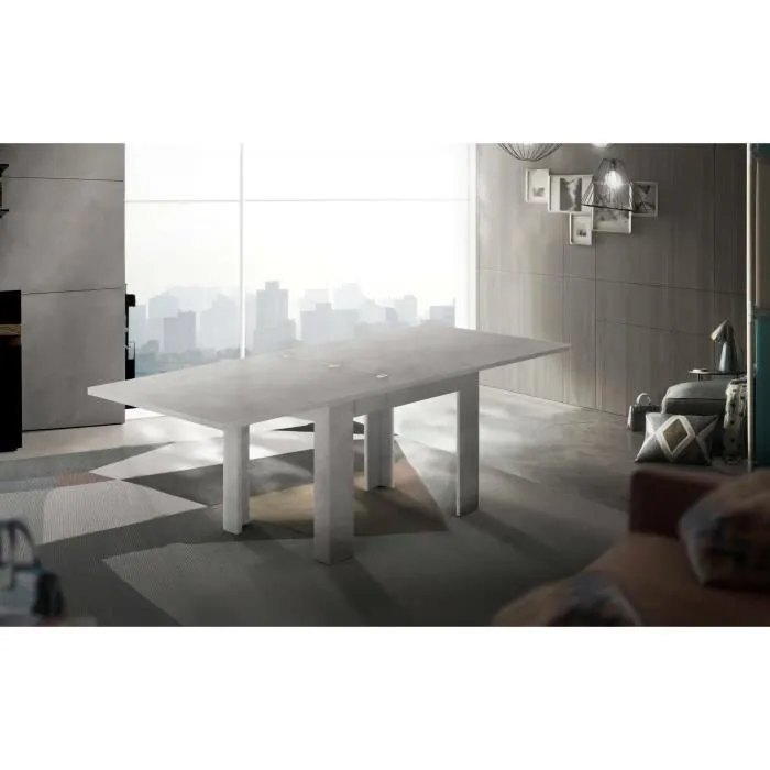 Table Extensible,effet Bois,gris,90x90h75 Cm