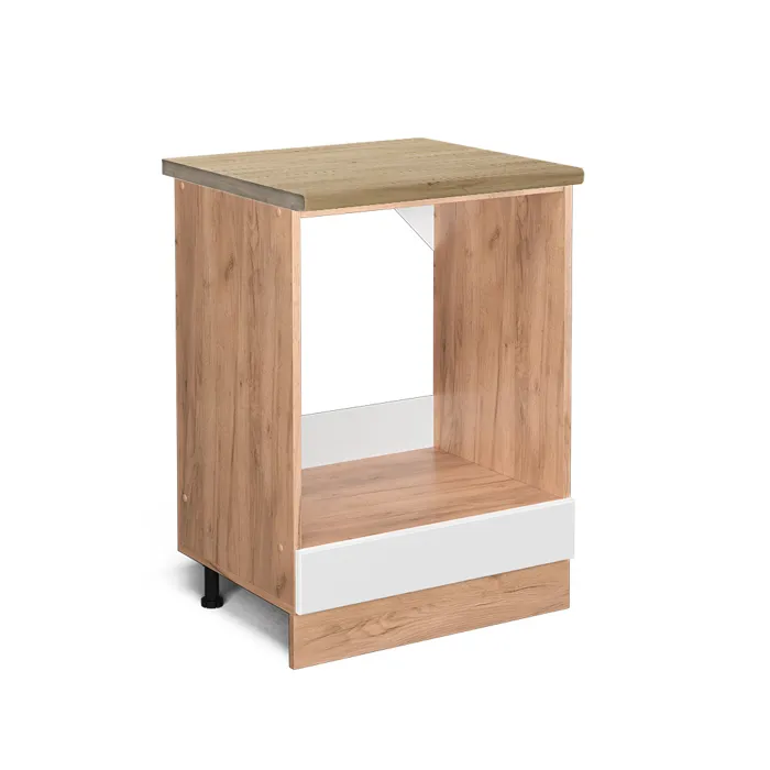 Vicco Meuble pour four Blanc Haute brillance/Chêne doré 60cm plan de travail Chêne doré