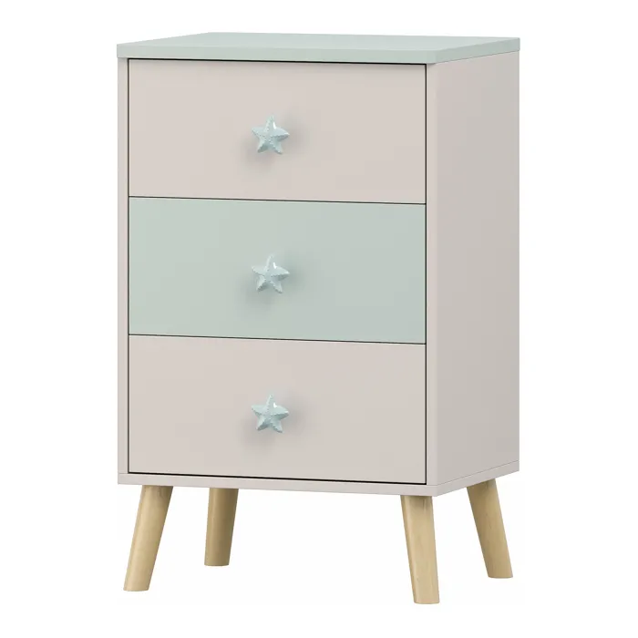 Commode pour enfants Sandnes 62 x 38 x 30 cm blanc vert menthe en.casa