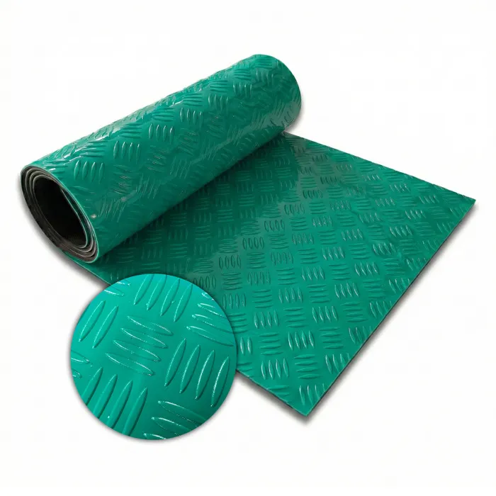 Revêtement sol PVC Effet tôle striée, Vert, 110 x 100 cm
