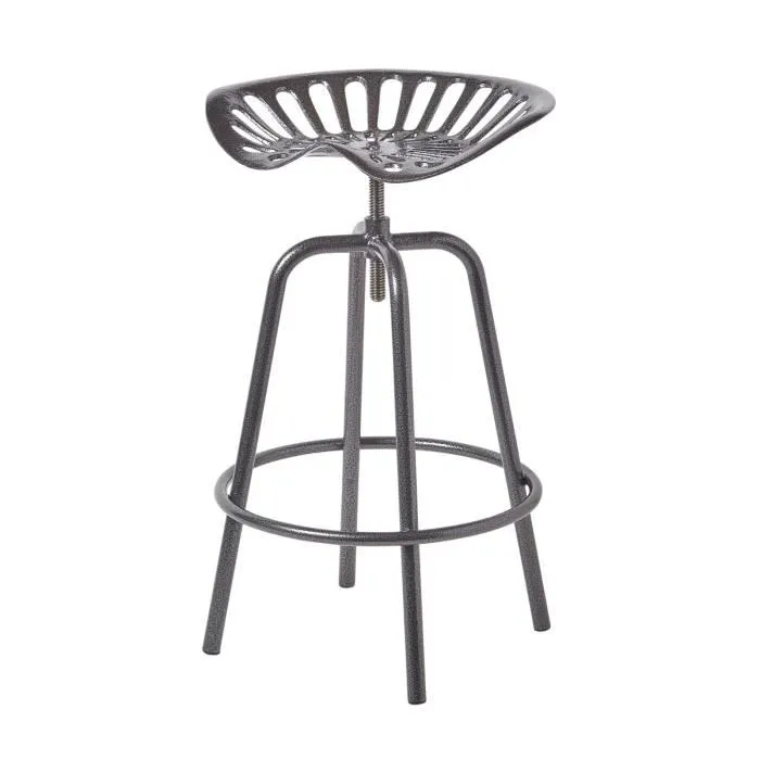 Tabouret Vintage Gris Avec Siège De Tracteur Pivotant 70 Cm - Homescapes