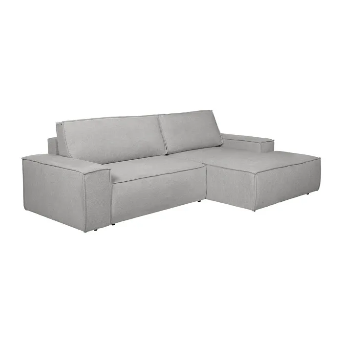 Canapé d'angle droit convertible en tissu texturé gris AMELIA