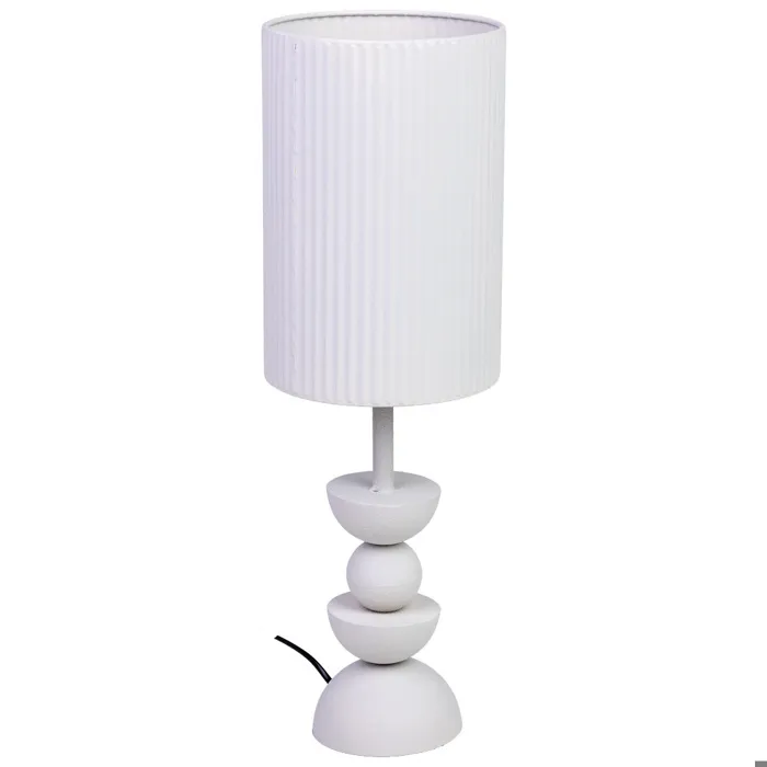 Lampe De Table Métal Blanc 18x18x56h Cm