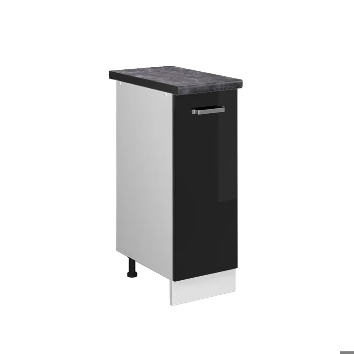 Vicco Meuble de cuisine Noir Haute brillance/Blanc 30cm plan de travail Anthracite