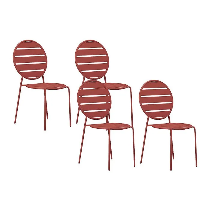 Lot de 4 chaises de jardin empilables en métal - Terracotta - MONTEFARO de MYLIA